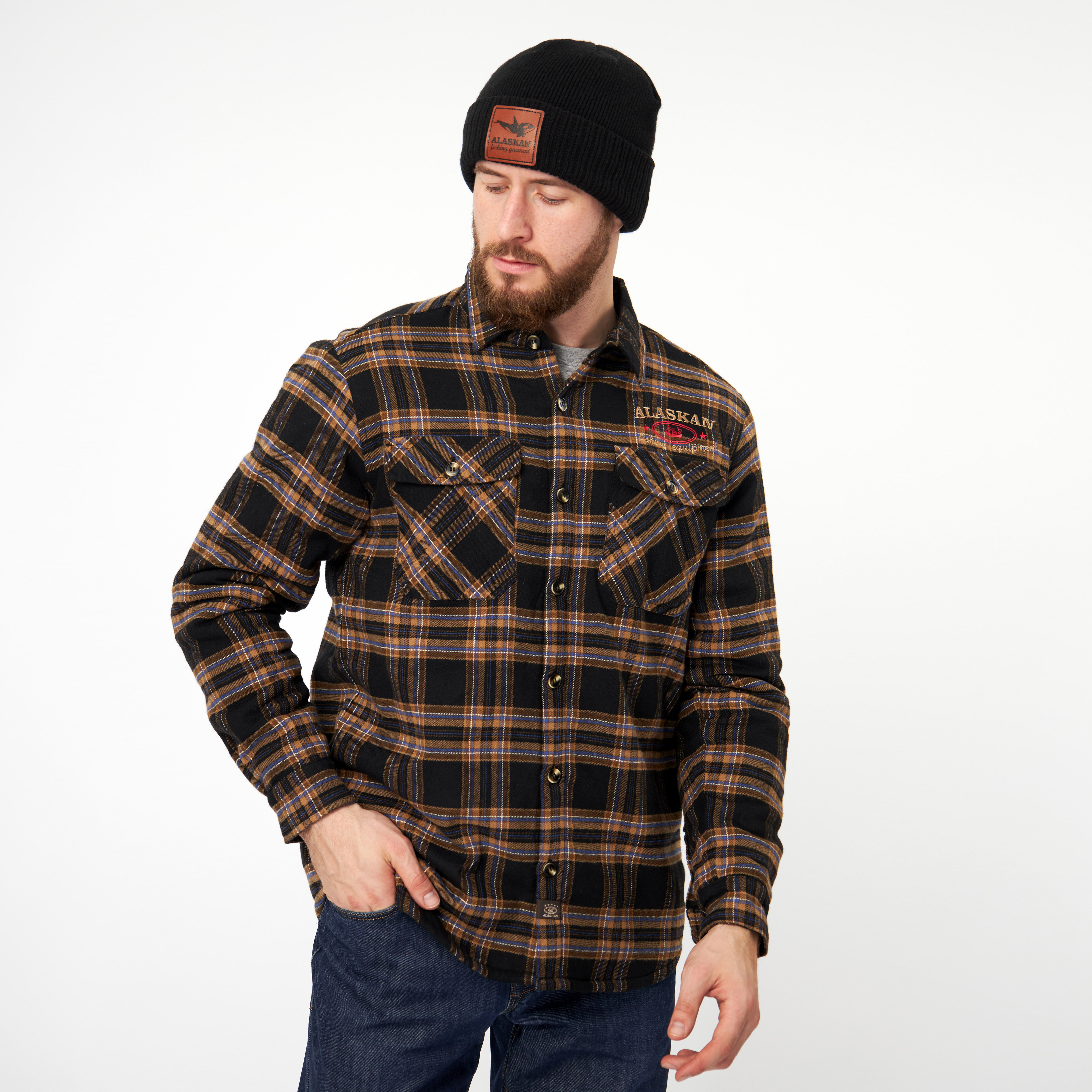Рубашка Alaskan с мех. подкл. коричн. клетка    XS
