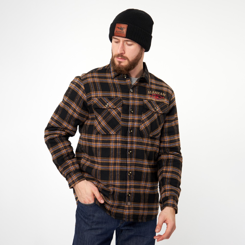 Рубашка Alaskan с мех. подкл. коричн. клетка    XS