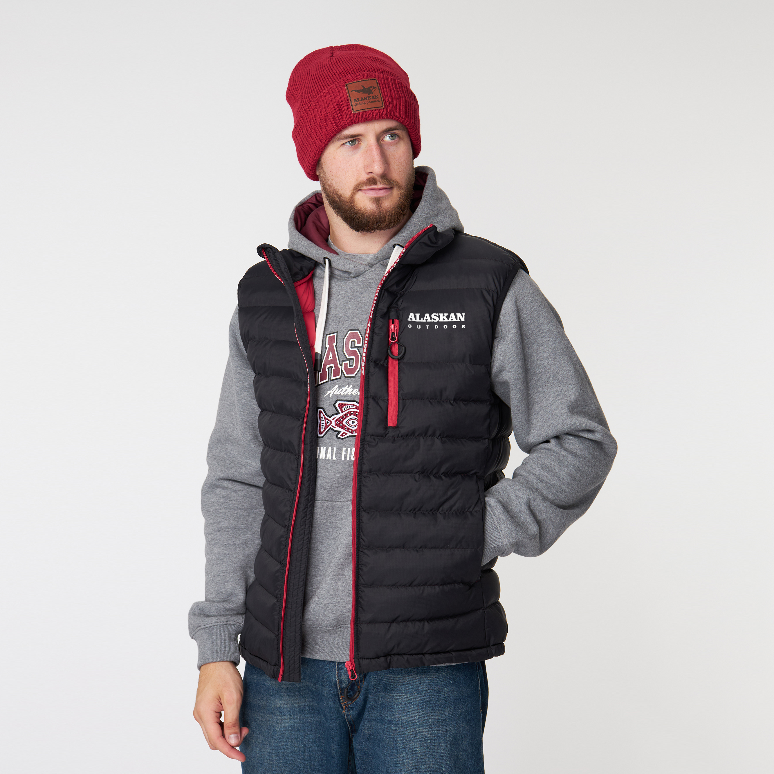 Жилет Alaskan Juneau Vest Black   S утепленный стеганый черный /красный